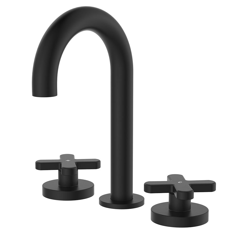 Fienza Kaya Round Hob Set - Cross Taps - Matte Black 343101B-LF