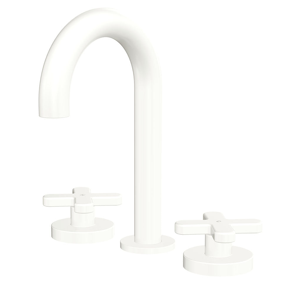 Fienza Kaya Round Hob Set - Cross Taps - Matte White 343101MW-LF