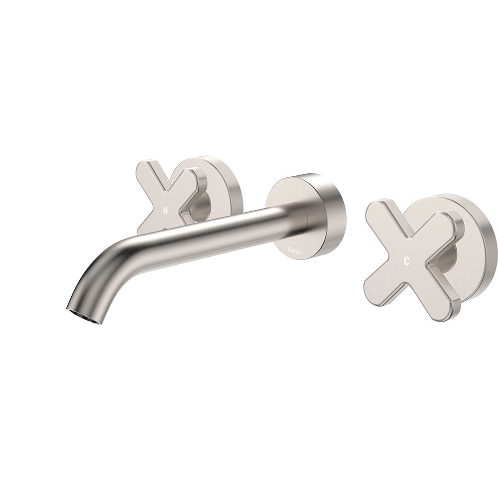 Fienza Kaya Wall Set - Cross Taps - 180mm - Brushed Nickel 343102BN-LF