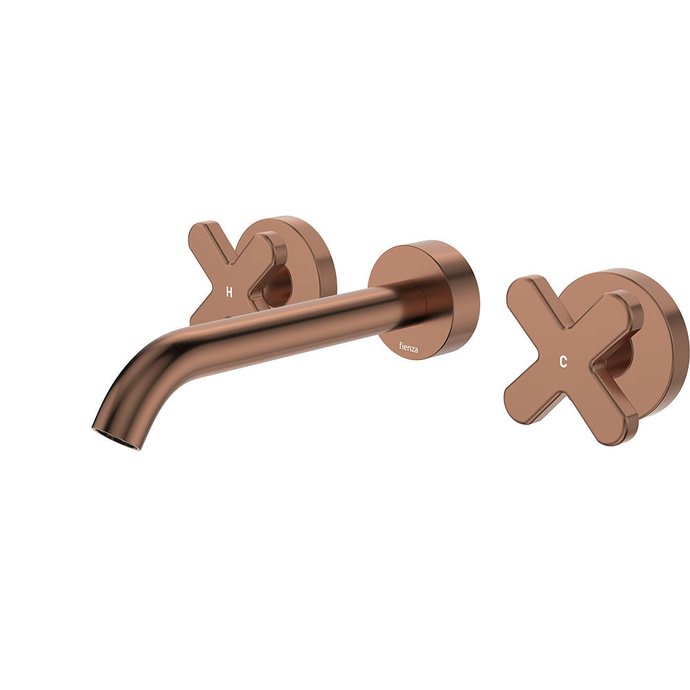 Fienza Kaya Wall Set - Cross Taps - 180mm - Brushed Copper 343102CO-LF