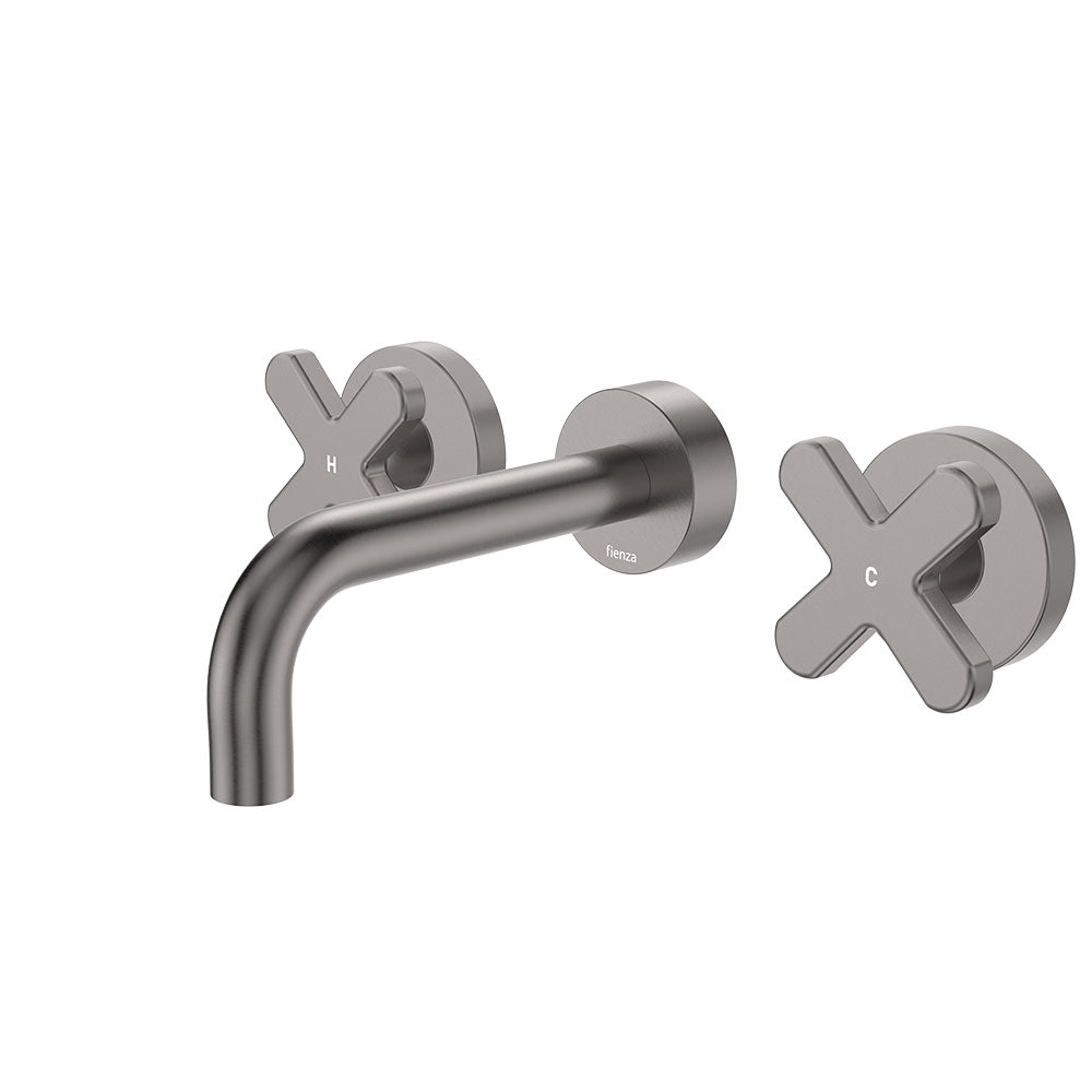 Fienza Kaya Wall Set - Cross Taps - 130mm - Gun Metal 343102GM-130-LF