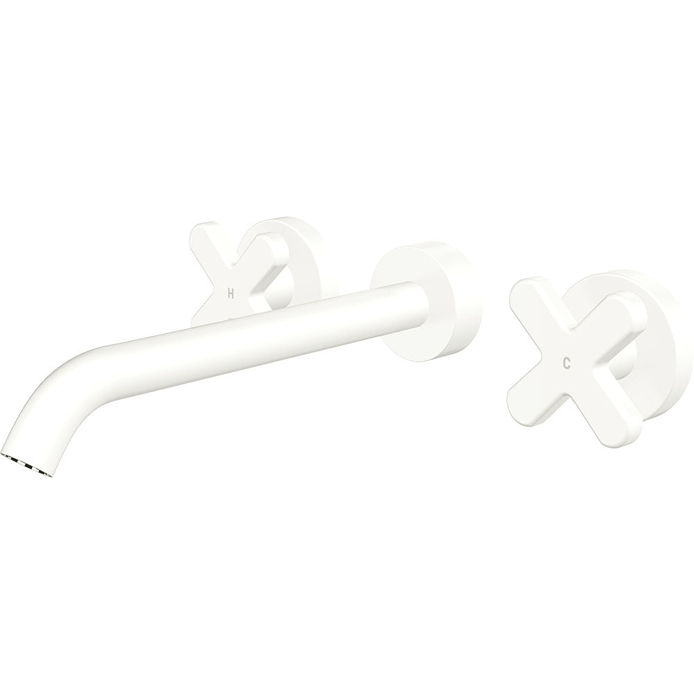 Fienza Kaya Wall Set - Cross Taps - 220mm - Matte White 343102MW-220-LF