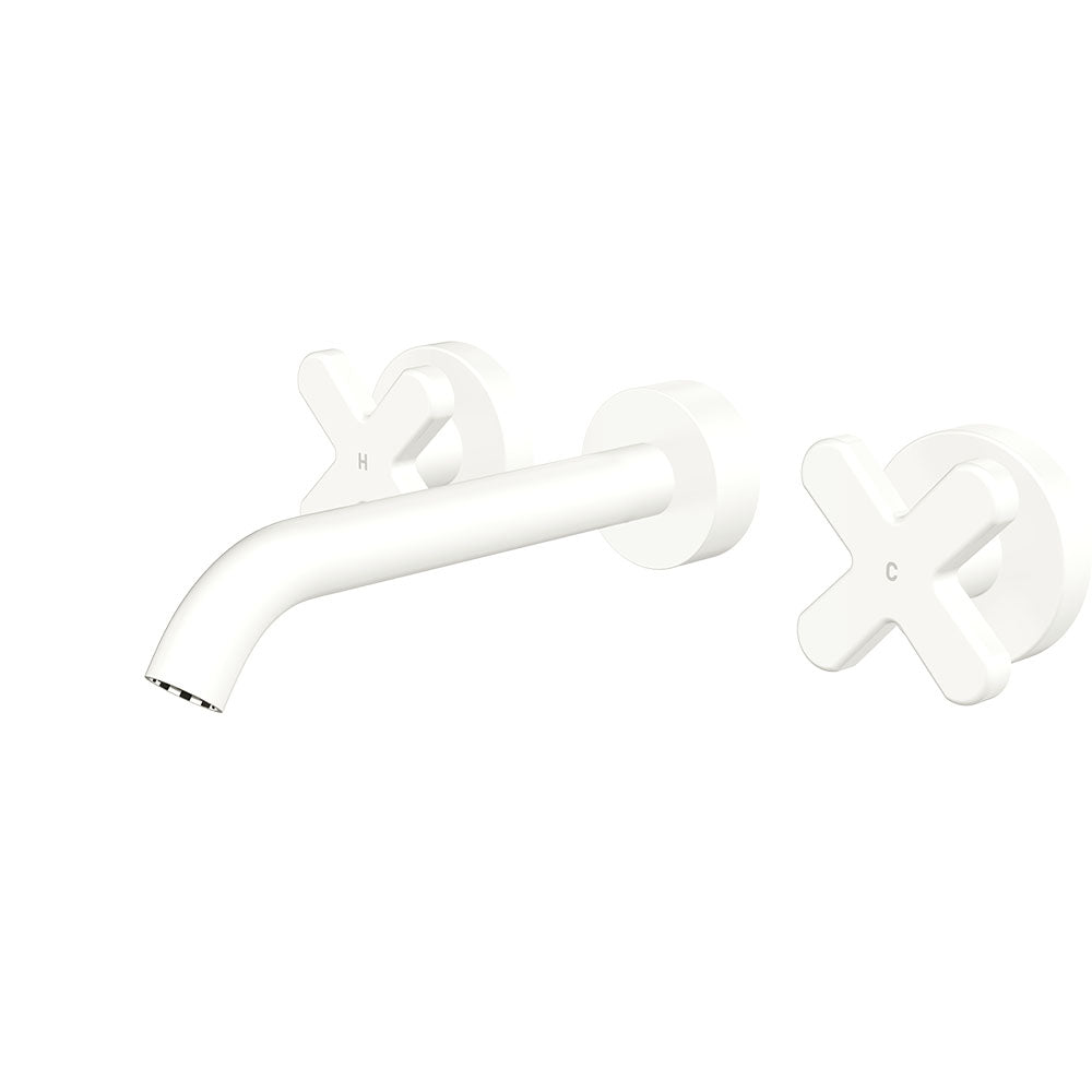Fienza Kaya Wall Set - Cross Taps - 180mm - Matte White 343102MW-LF