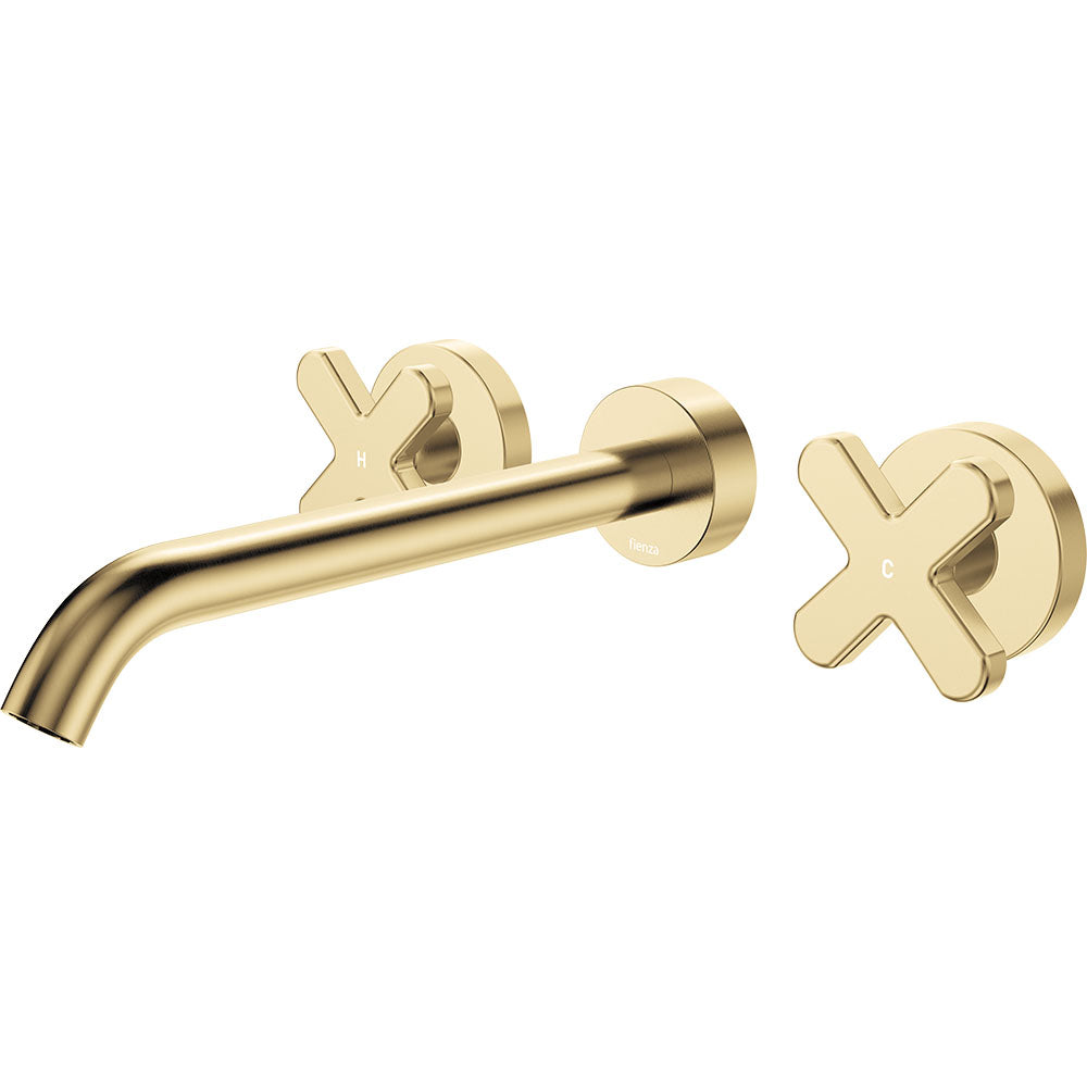 Fienza Kaya Wall Set - Cross Taps - 220mm - Urban Brass 343102UB-220-LF