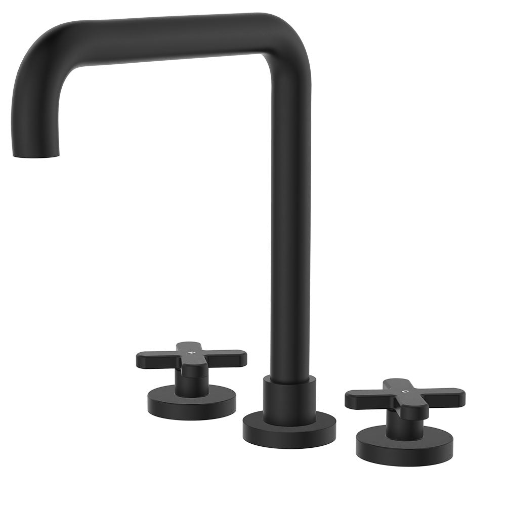 Fienza Kaya Squareline Hob Set - Cross Taps - Matte Black 343106B-LF