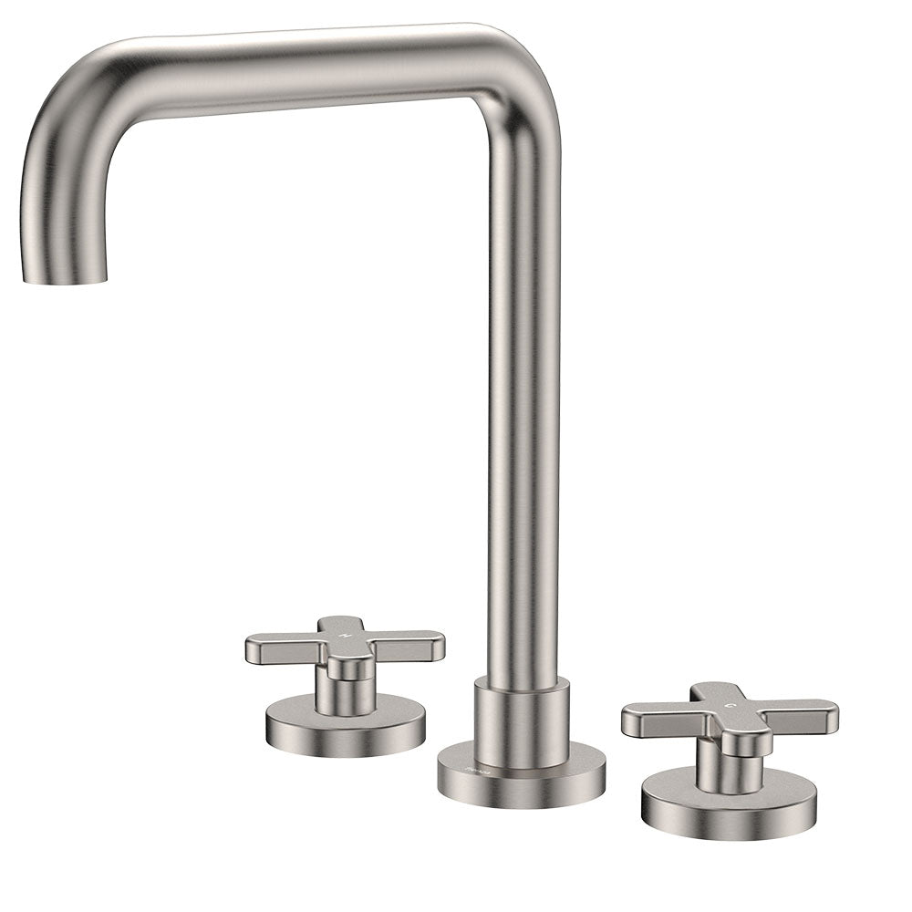 Fienza Kaya Squareline Hob Set - Cross Taps - Brushed Nickel 343106BN-LF
