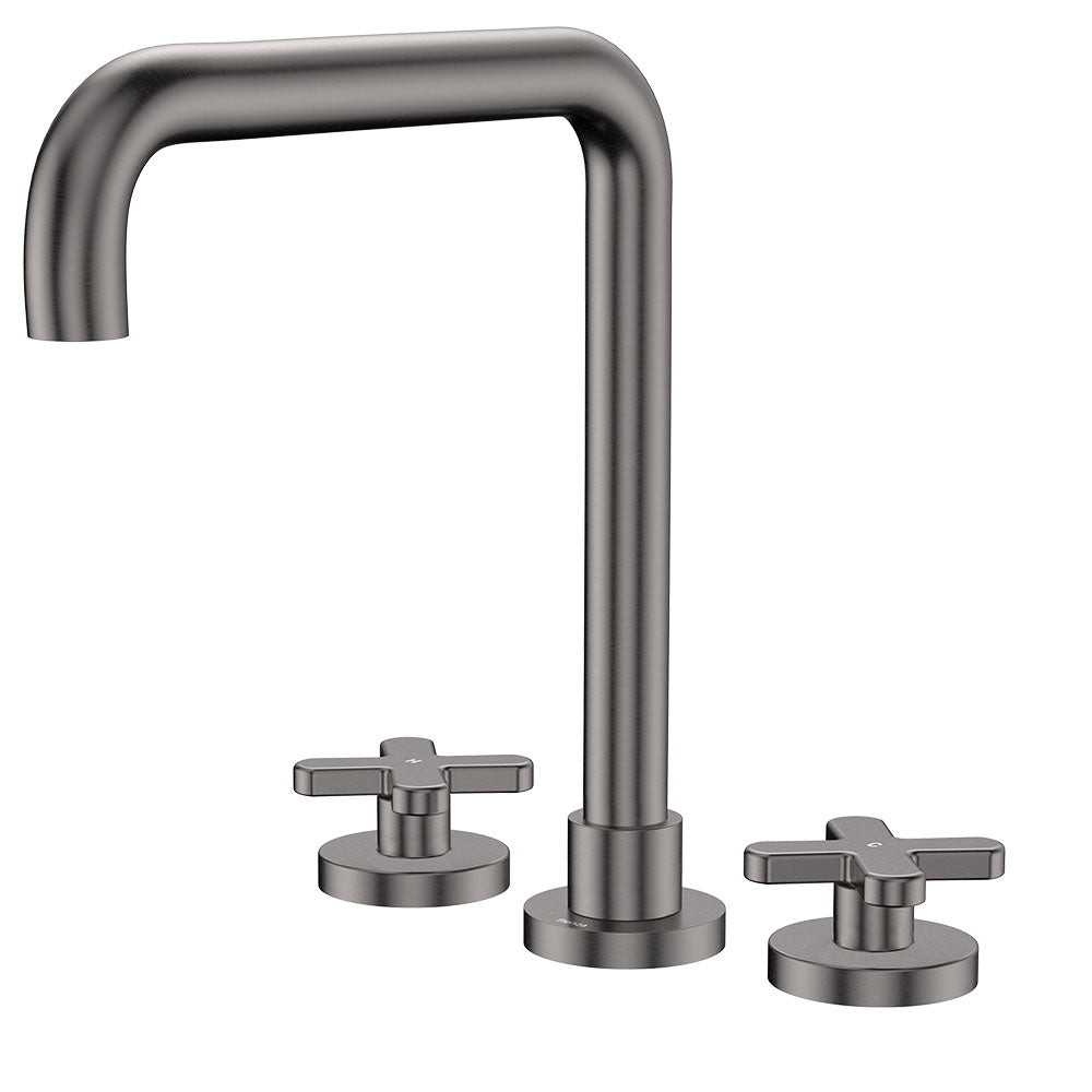 Fienza Kaya Squareline Hob Set - Cross Taps - Gun Metal 343106GM-LF