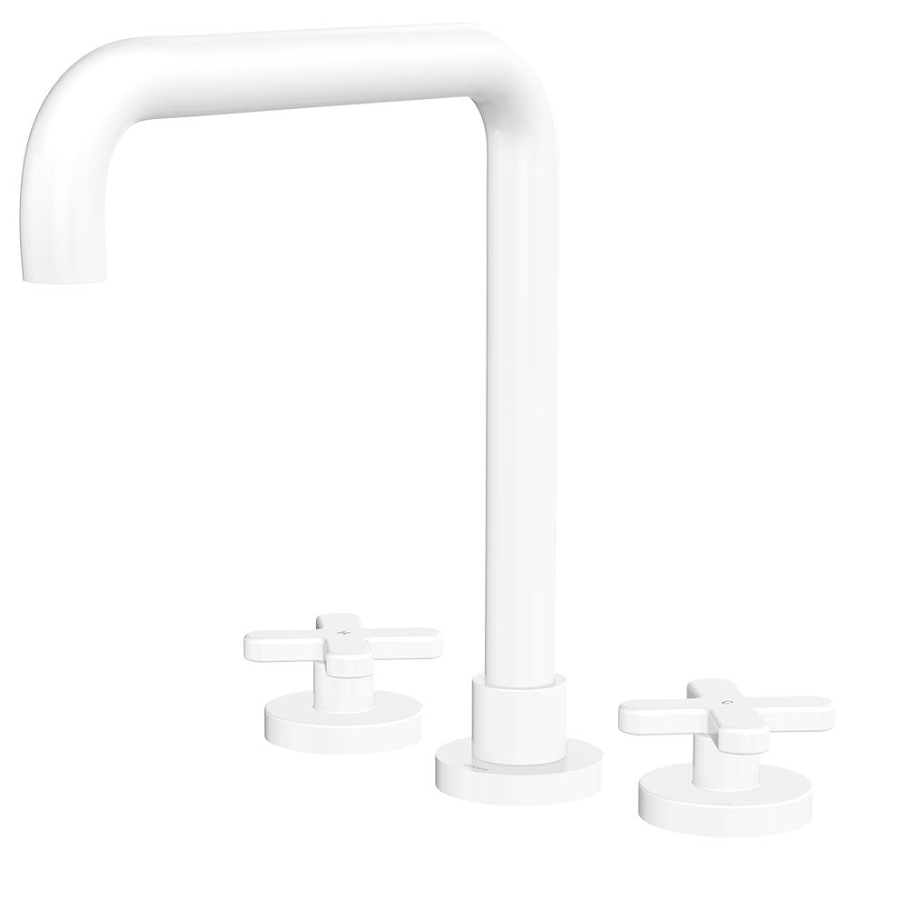 Fienza Kaya Squareline Hob Set - Cross Taps - Matte White 343106MW-LF