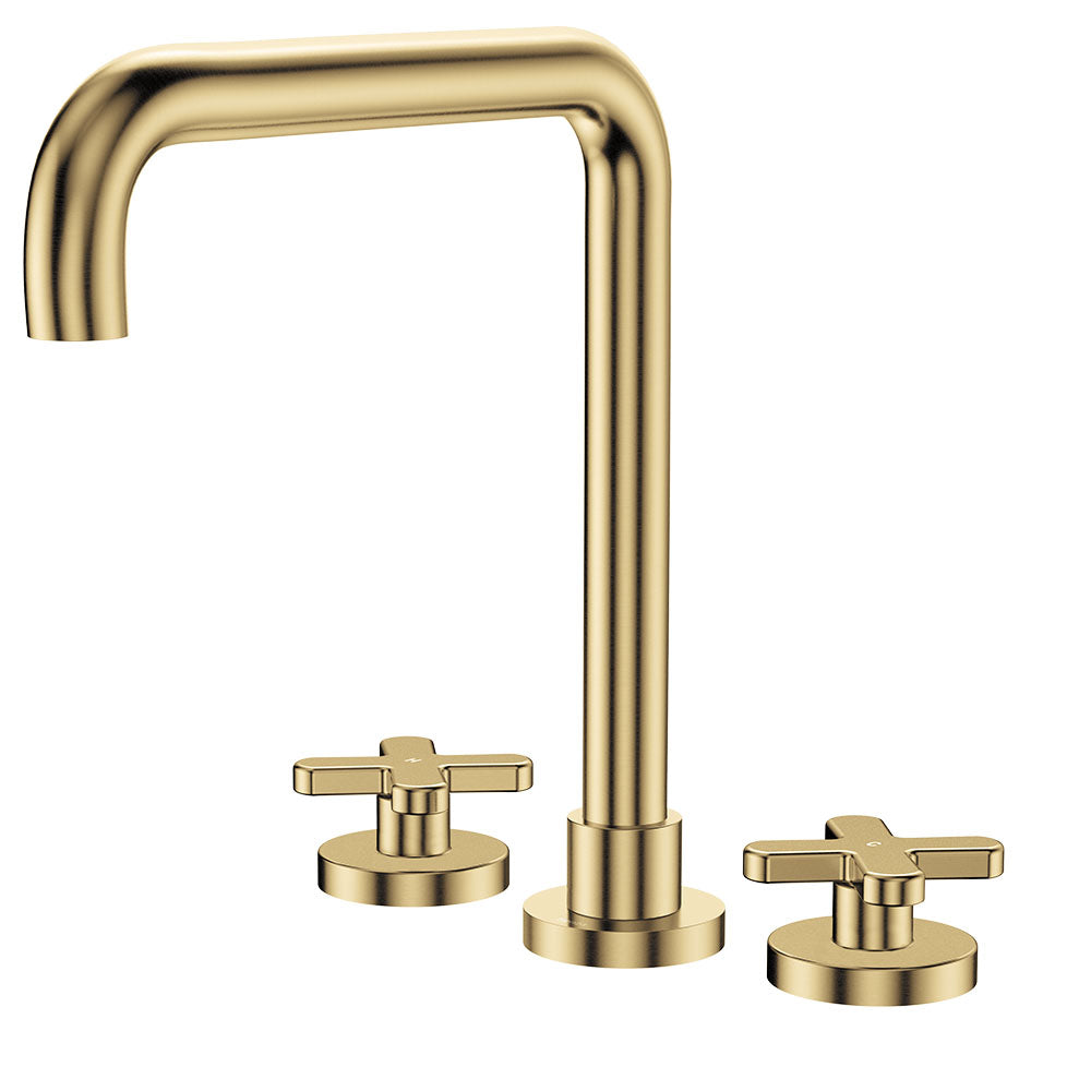 Fienza Kaya Squareline Hob Set - Cross Taps - Urban Brass 343106UB-LF
