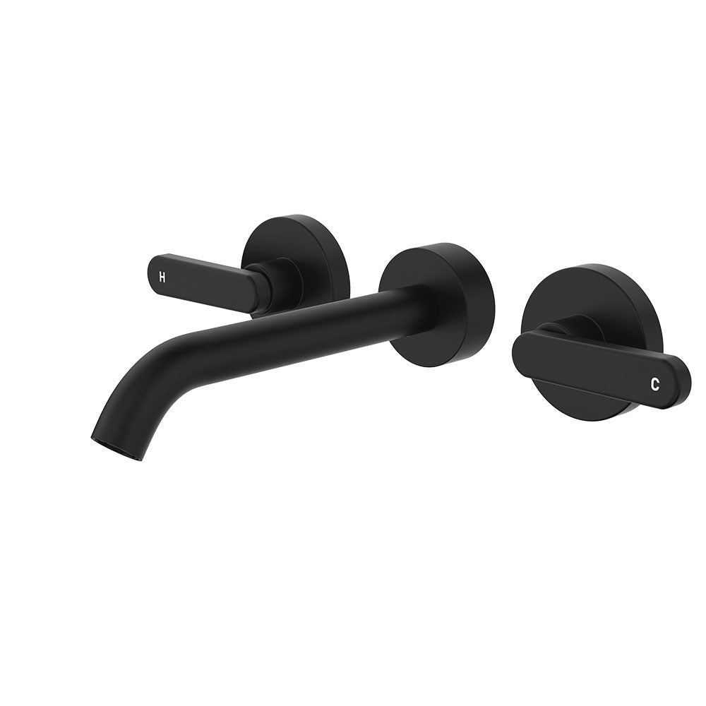 Fienza Kaya Wall Set - Lever Taps - 180mm - Matte Black 344102B-LF