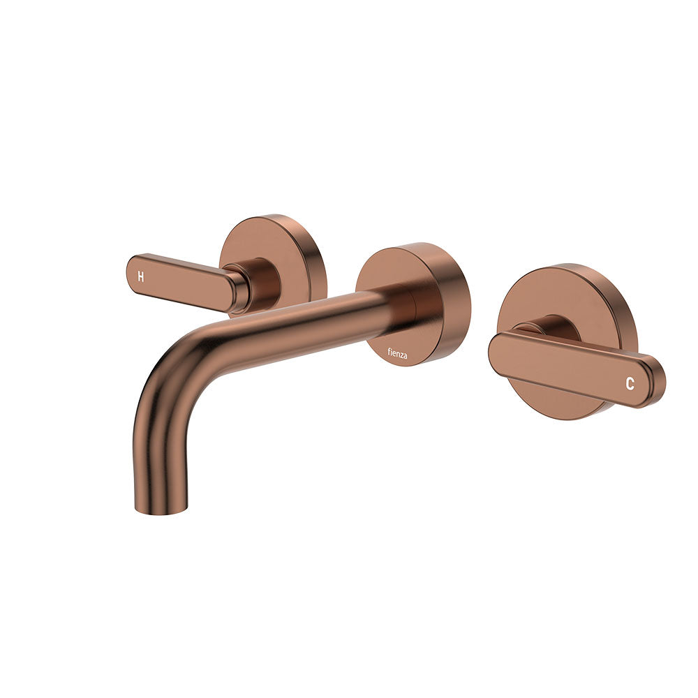 Fienza Kaya Wall Set - Lever Taps - 130mm - Brushed Copper 344102CO-130-LF
