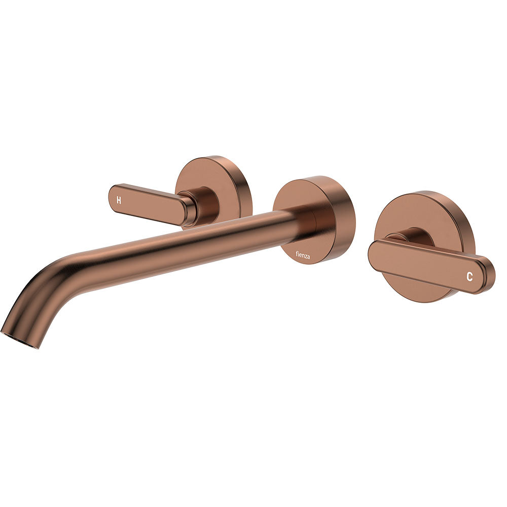 Fienza Kaya Wall Set - Lever Taps - 220mm - Brushed Copper 344102CO-220-LF