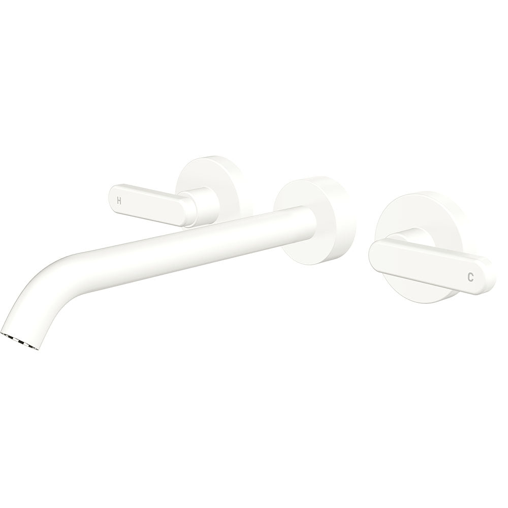 Fienza Kaya Wall Set - Lever Taps - 220mm - Matte White 344102MW-220-LF