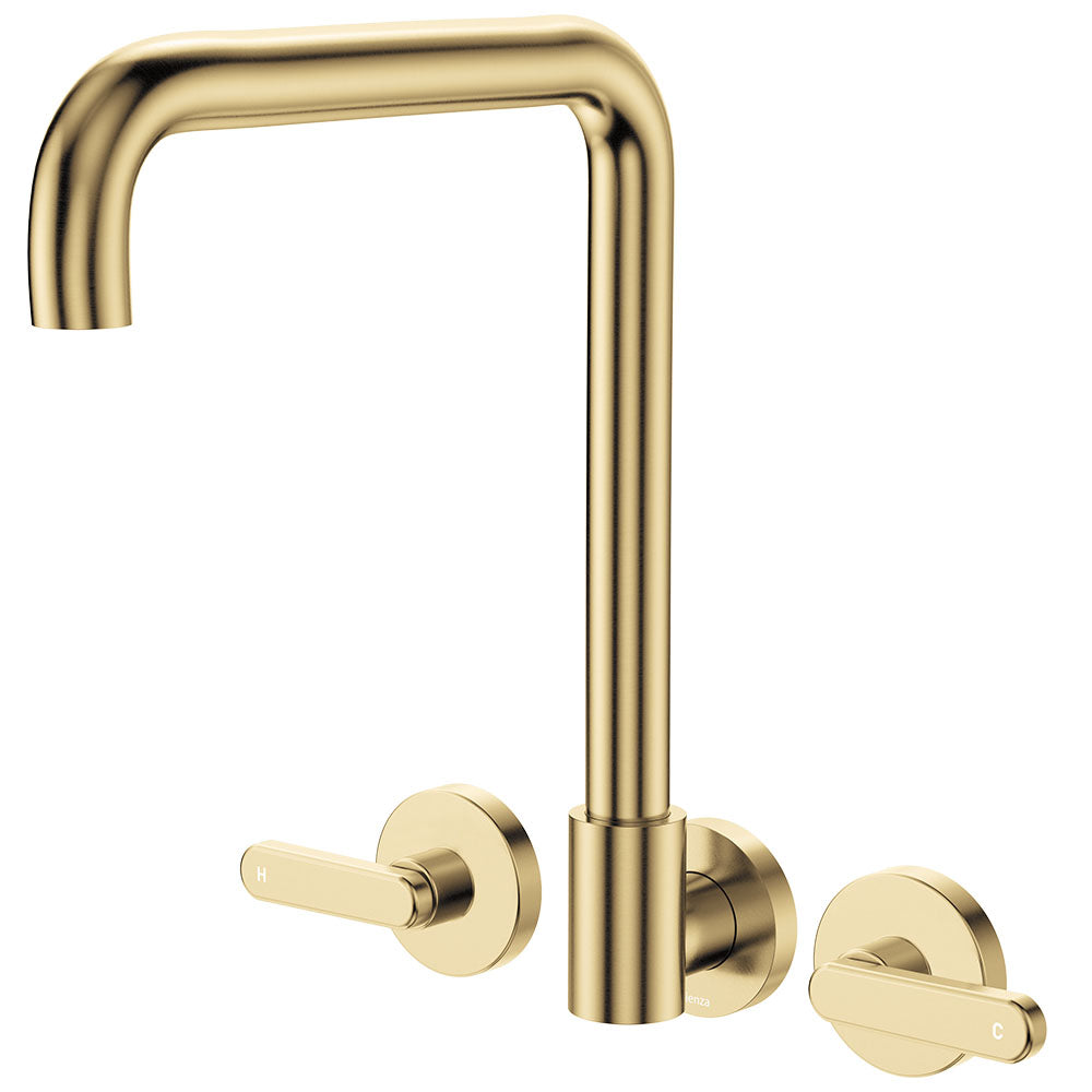 Fienza Kaya Squareline Wall Set - Lever Taps - Urban Brass 344105UB-LF