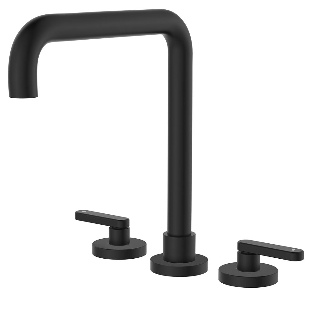 Fienza Kaya Squareline Hob Set - Lever Taps - Matte Black 344106B-LF