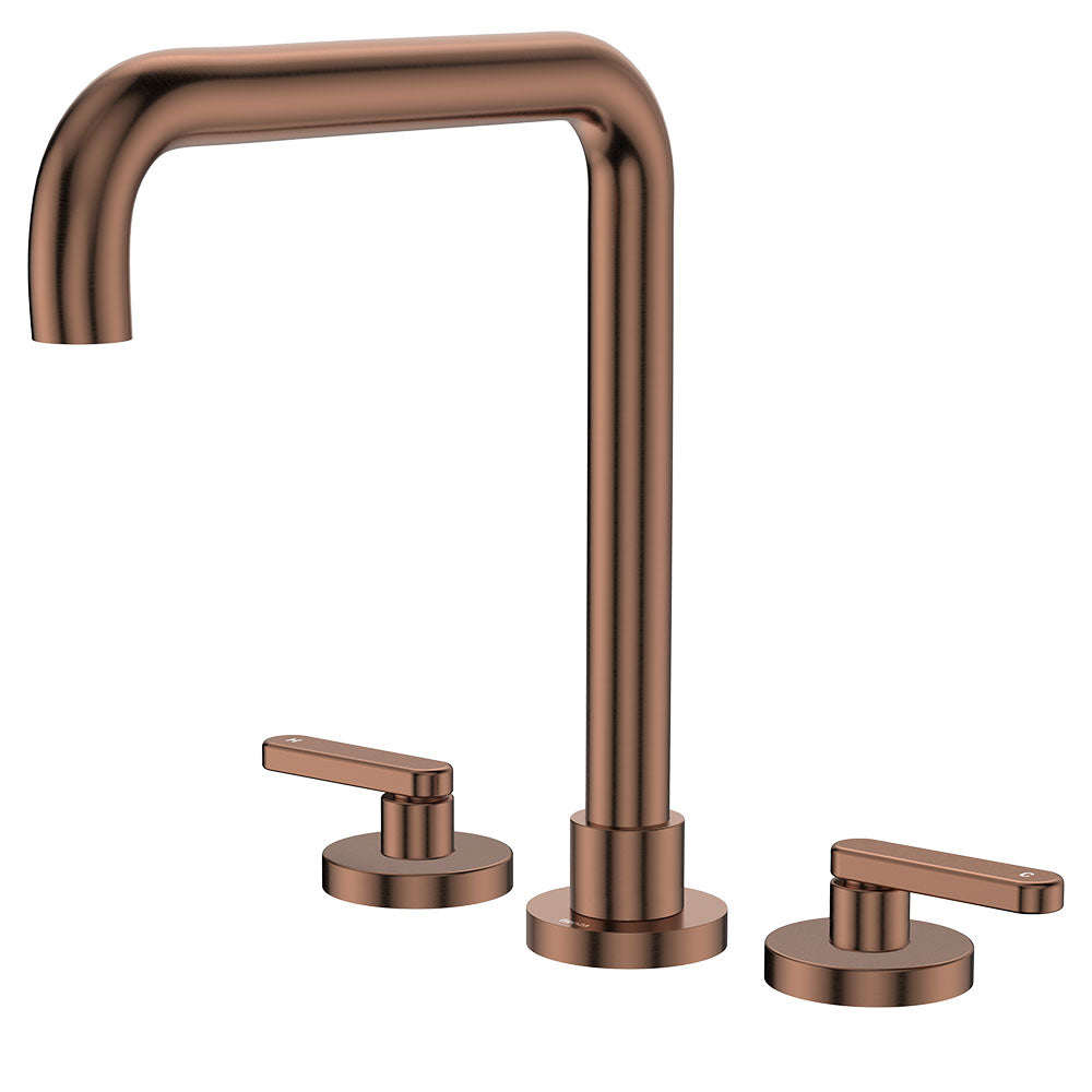 Fienza Kaya Squareline Hob Set - Lever Taps - Brushed Copper 344106CO-LF