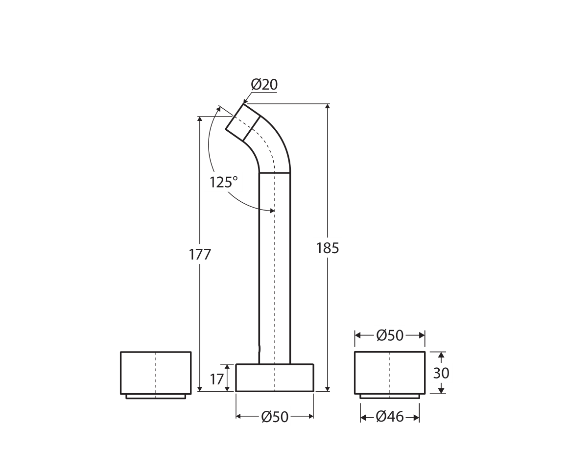 Fienza Kaya complete three-piece tap set technical measurement drawing in millimetres