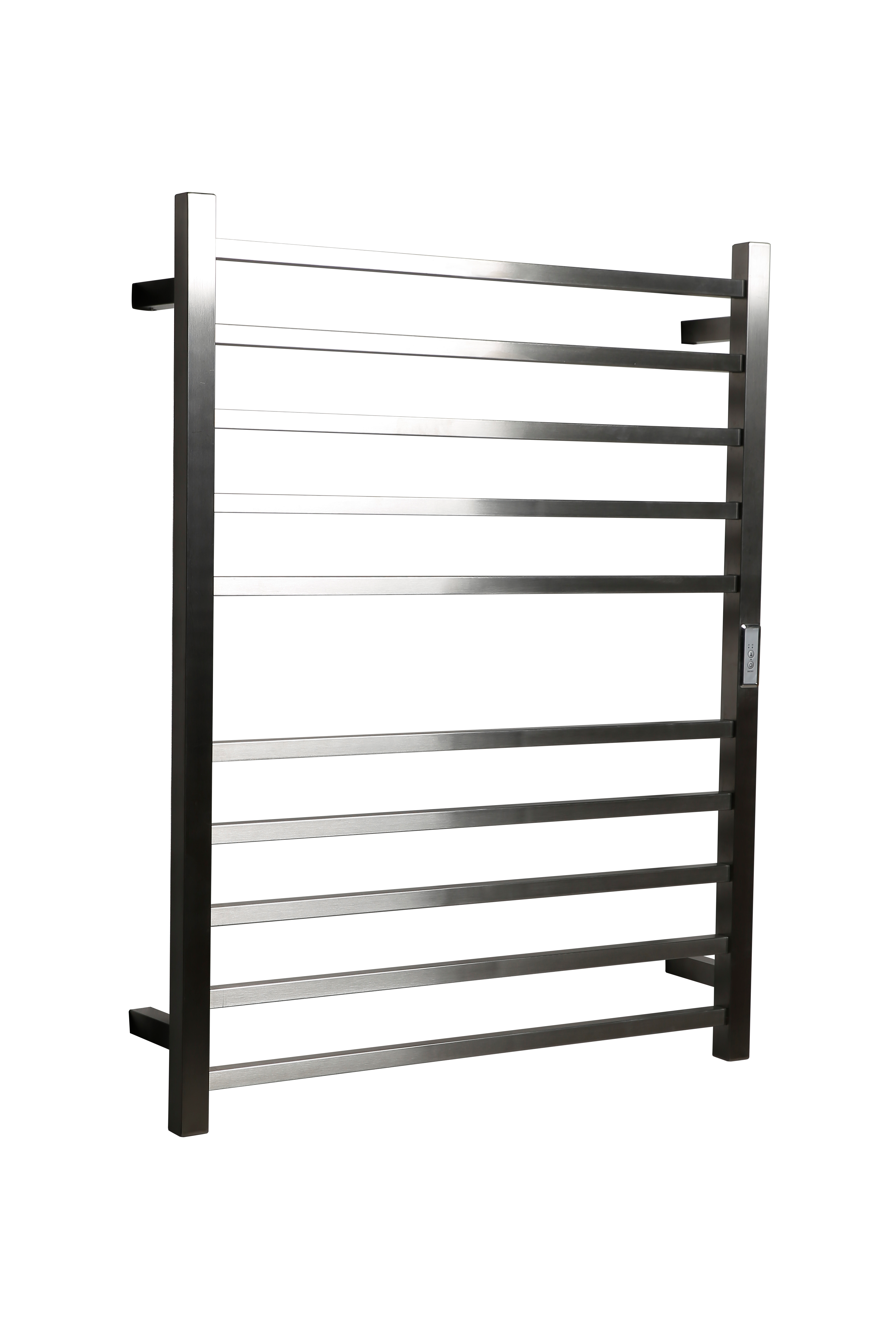 Hotwire Flat Square Heated Towel Rail 10 Bars Brushed Nickel 900hx700w Inc Timer