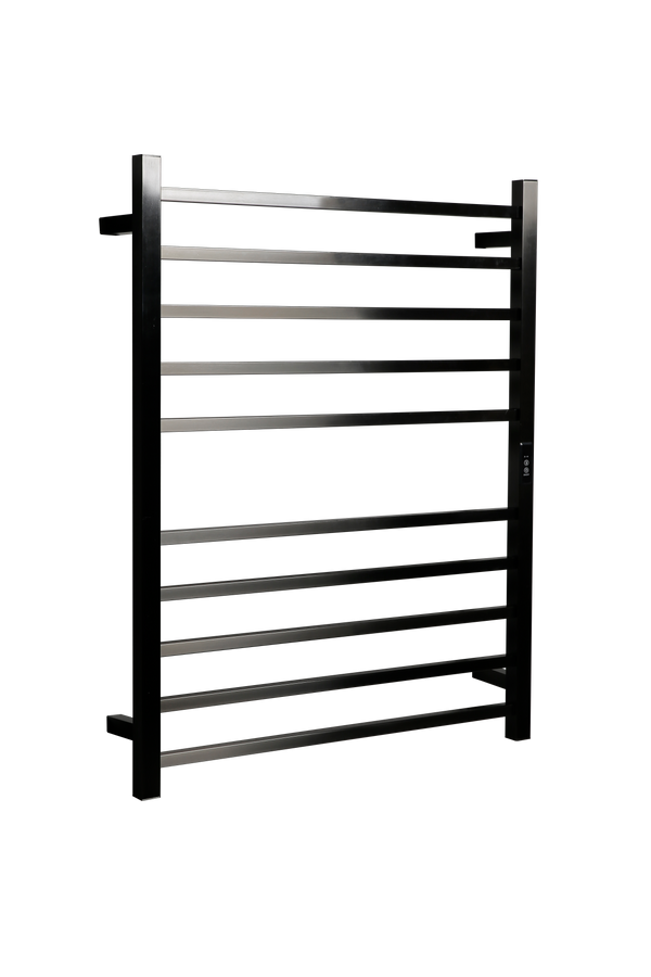 Hotwire Flat Square Heated Towel Rail 10 Bars Gun Metal 900hx700w Inc Timer