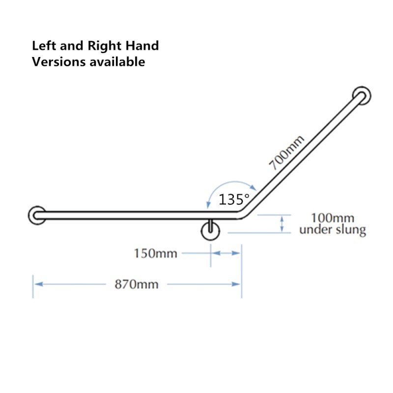Assist Grab Rail 870*700mm Left Hand Bar Assist Angle Ambulant Accessories Special Needs Stainless Steel 304