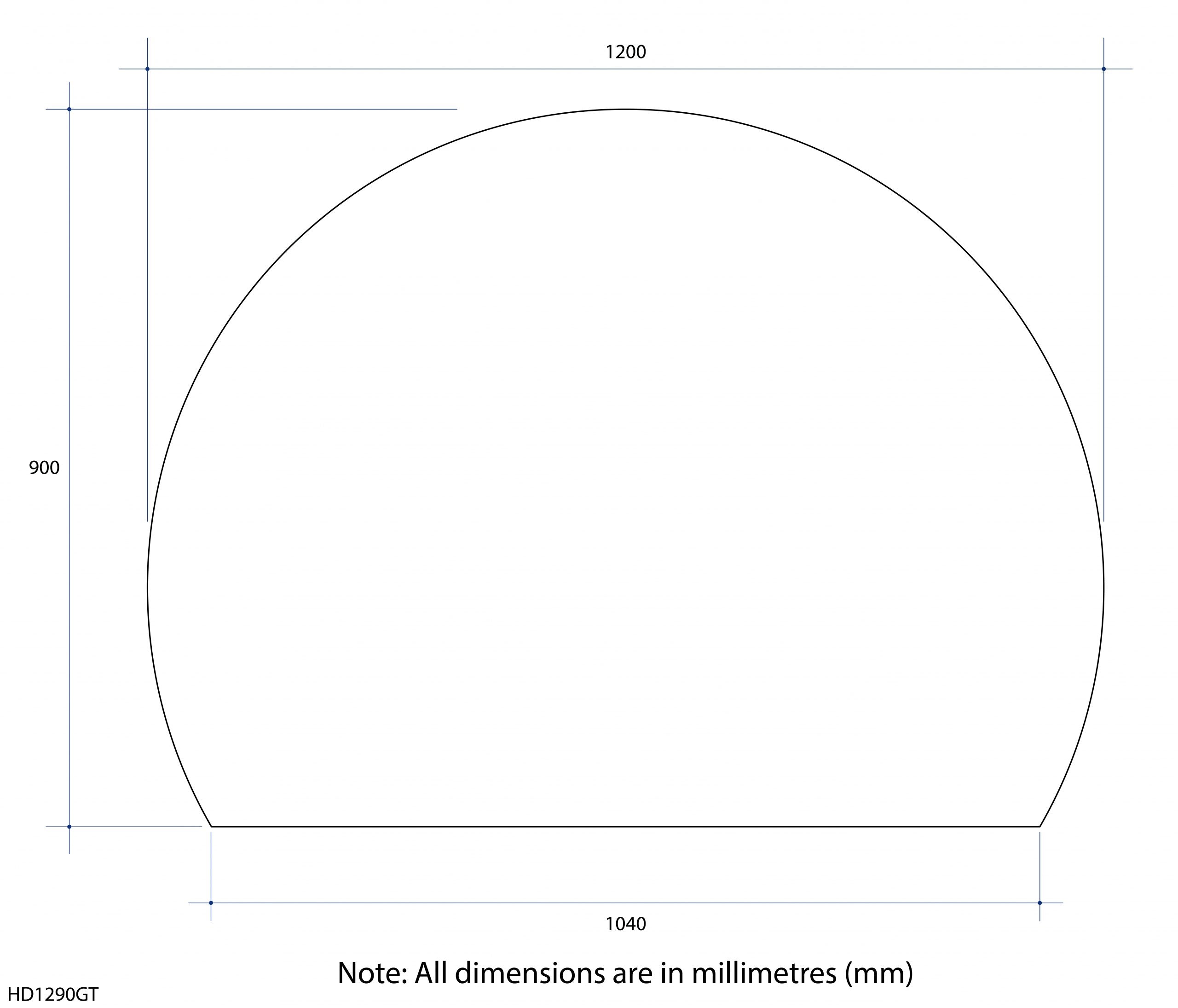 Thermogroup 1200x900x5mm D-Shaped Polished Edge Mirror with Demister (Glue to Wall)
