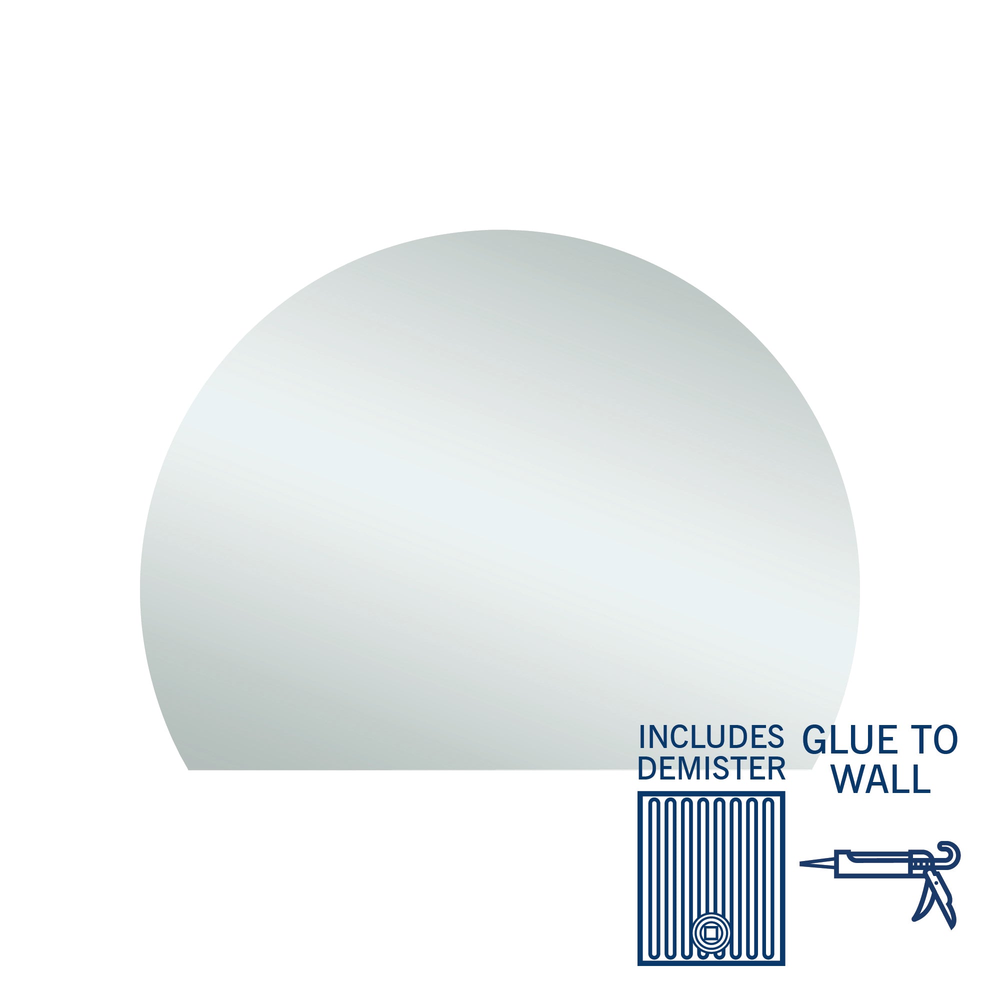 Thermogroup 1200x900x5mm D-Shaped Polished Edge Mirror with Demister (Glue to Wall)