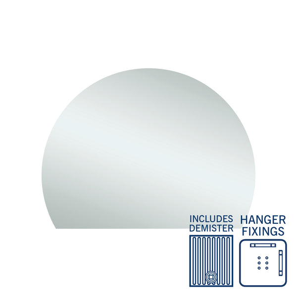 Thermogroup 1200x900x14mm D-Shaped Polished Edge Mirror with Demister (Hanger Fixings)