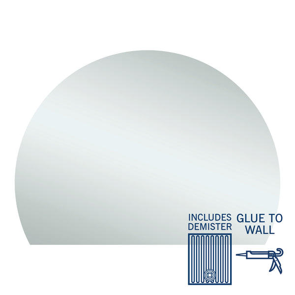 Thermogroup 1500x1100x5mm D-Shaped Polished Edge Mirror with Demister (Glue to Wall)