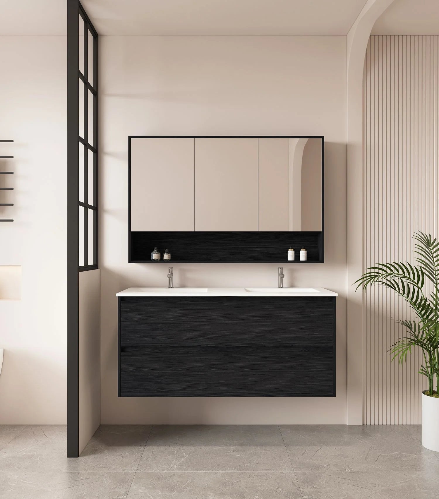 Hera 1200mm Wall Hung Vanity Black Oak