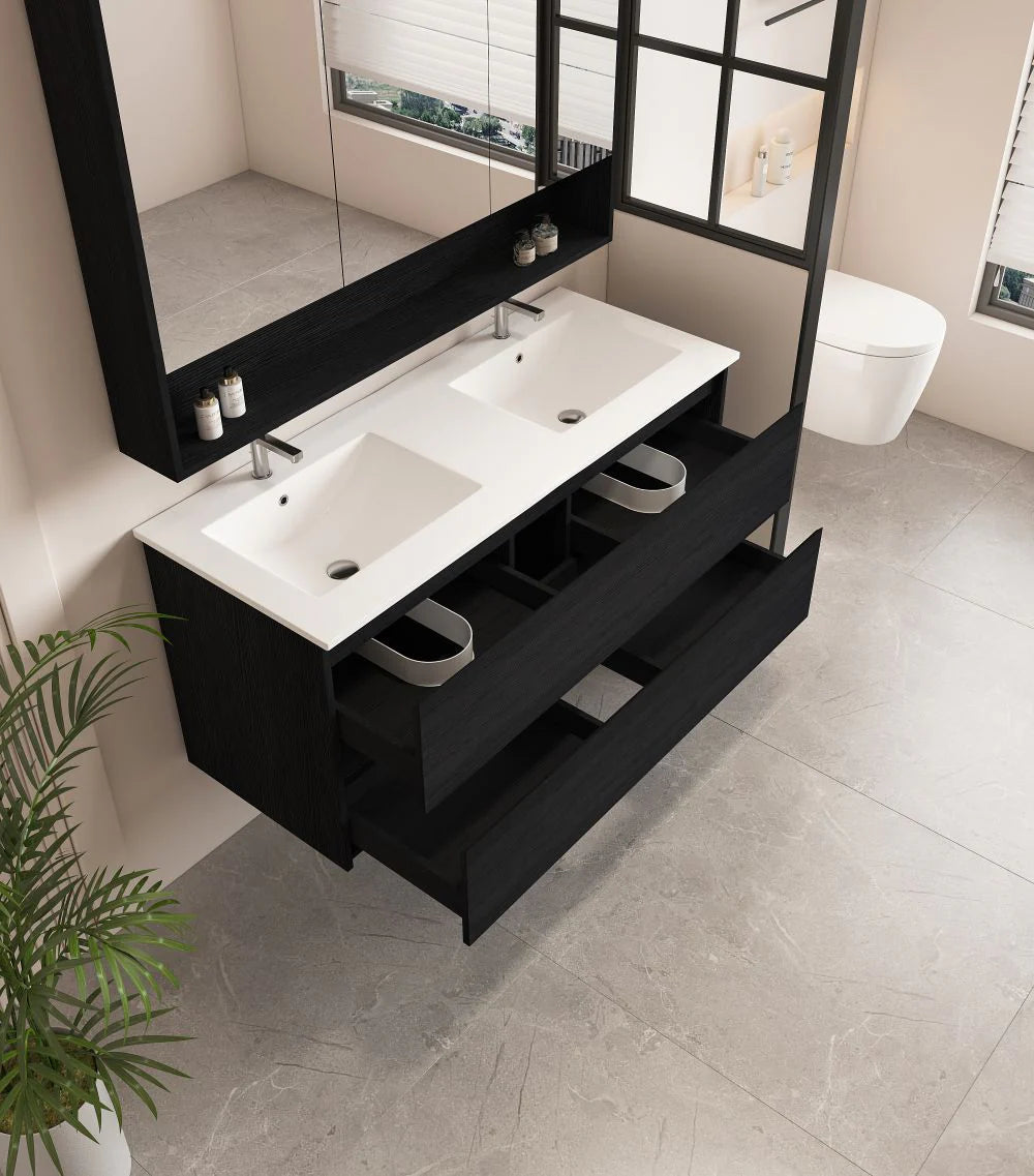 Hera 1200mm Wall Hung Vanity Black Oak