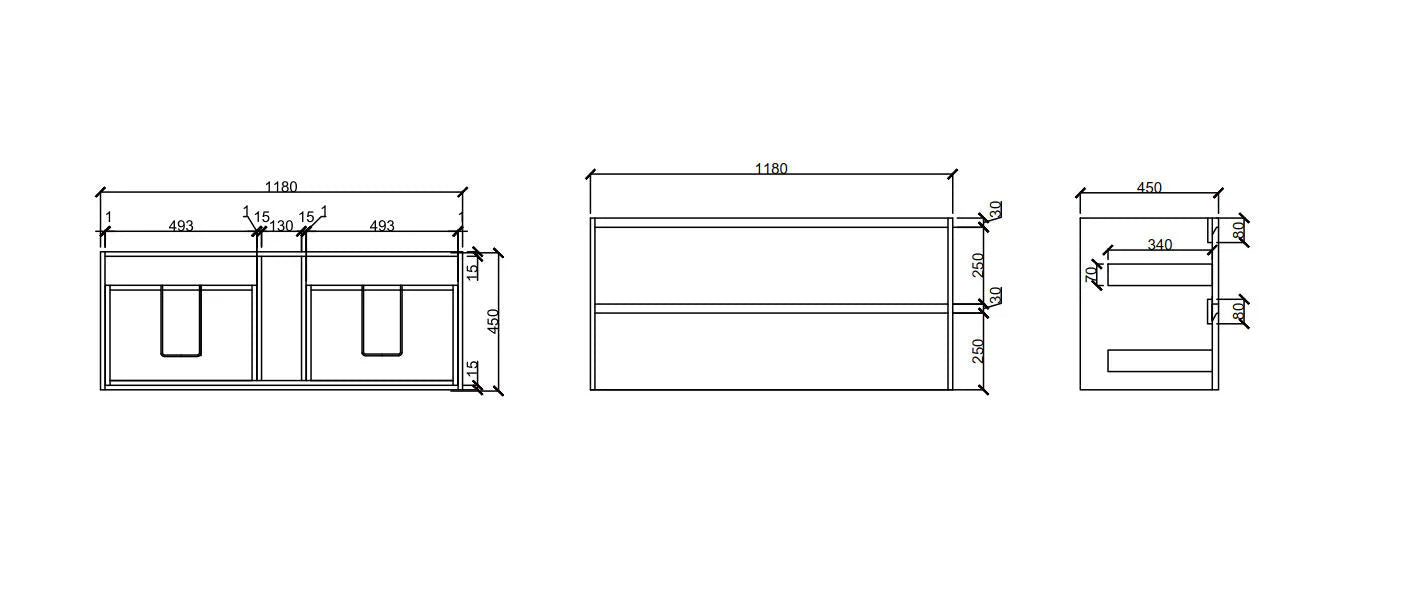 Hera 1200mm Wall Hung Vanity Black Oak