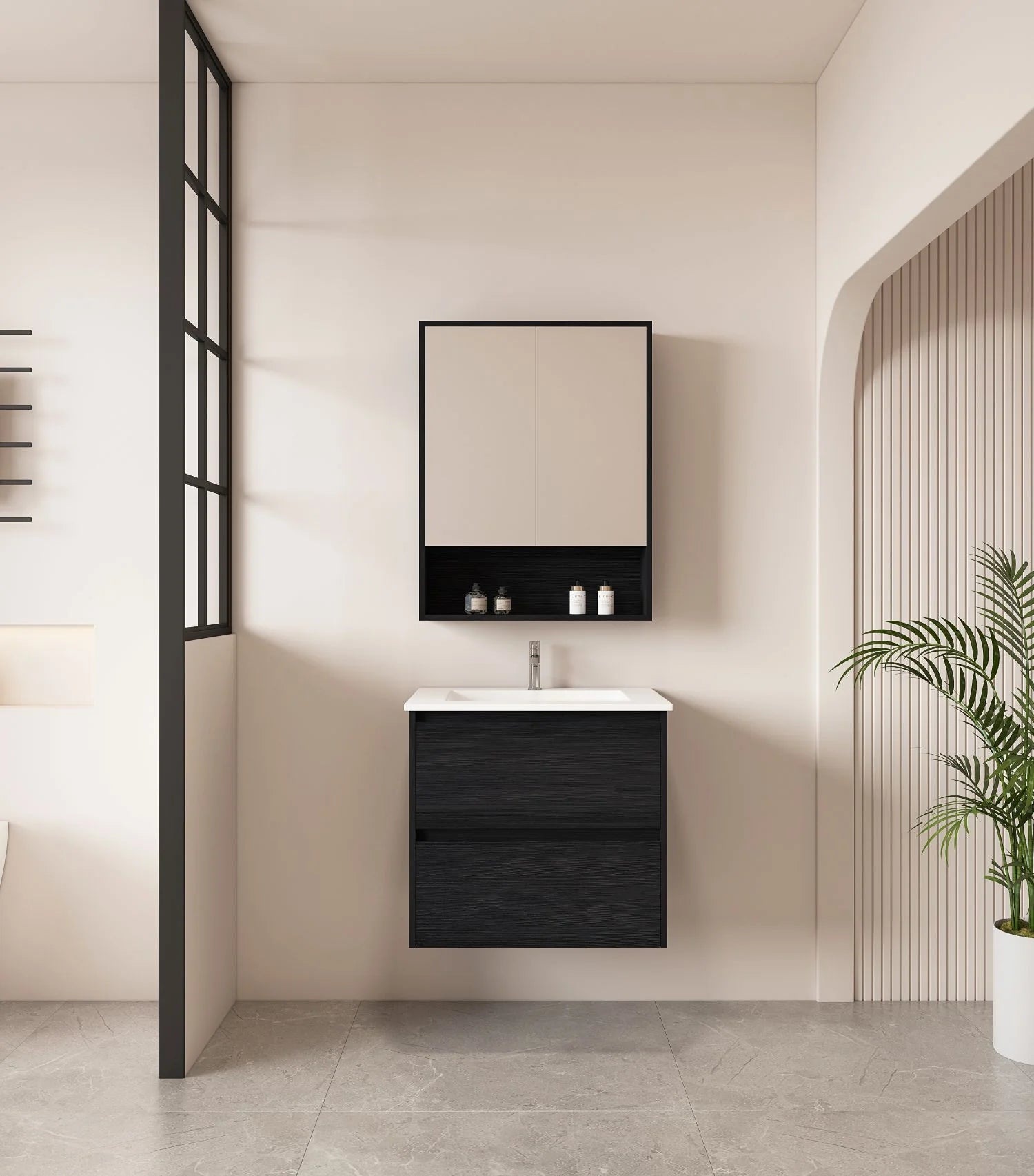 Hera 600mm Wall-Hung Vanity Black Oak