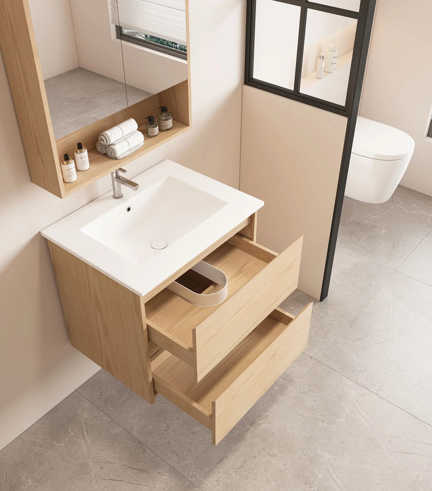 Hera 600mm Wall Hung Vanity Tasmanian Oak