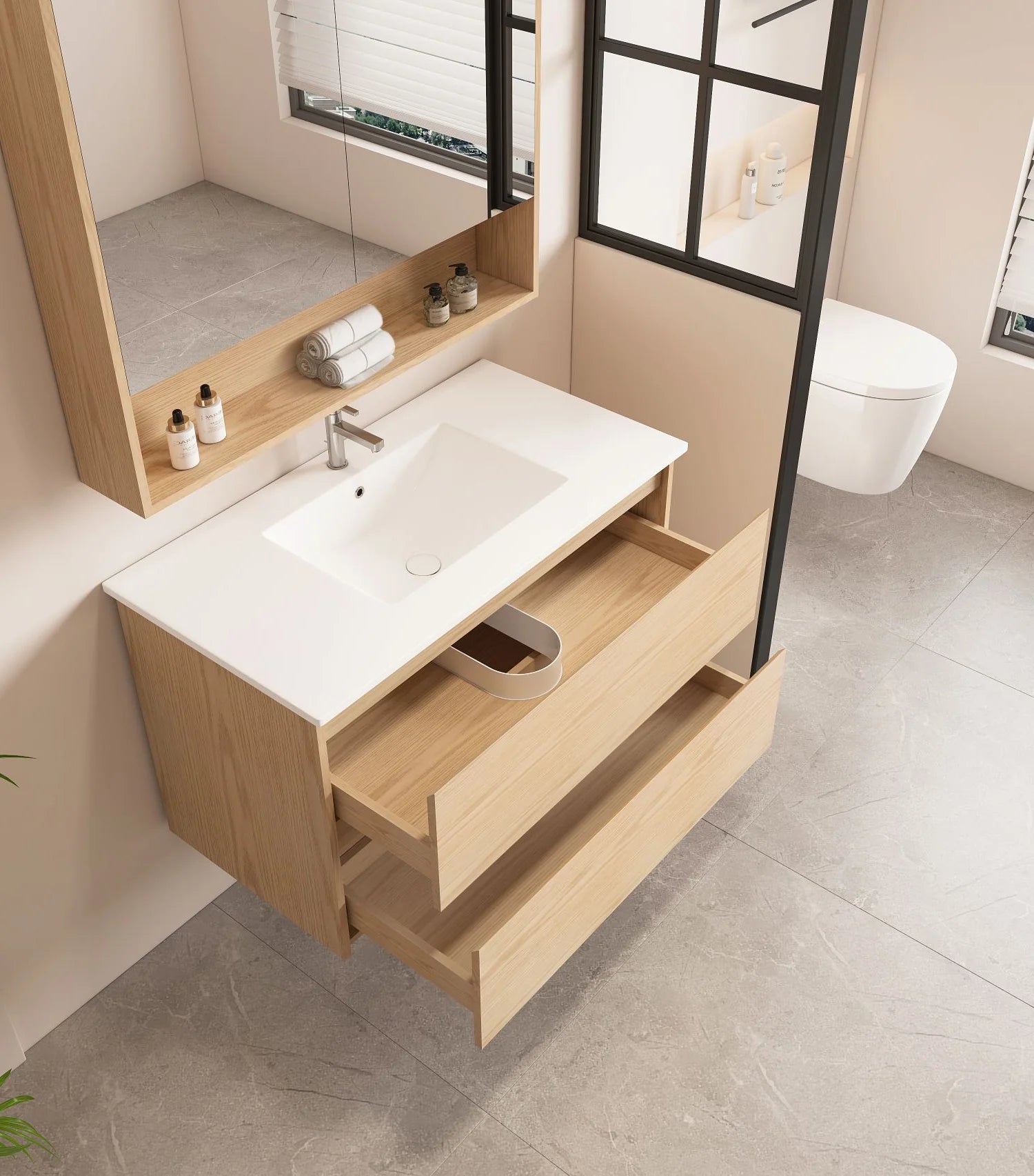 Hera 900mm Wall Hung Vanity Tasmanian Oak