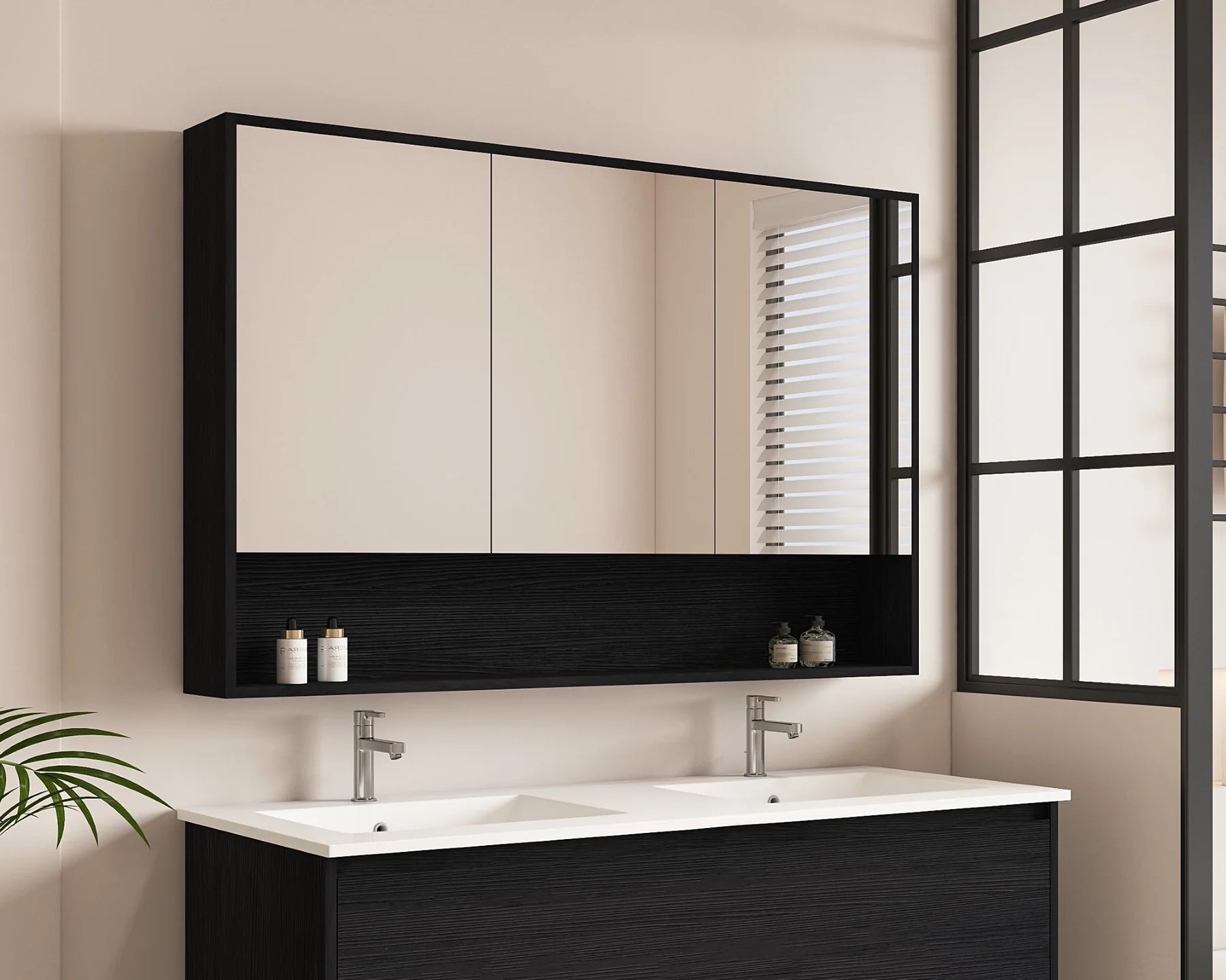 Hera 1200mm Shaving Cabinet Black Oak