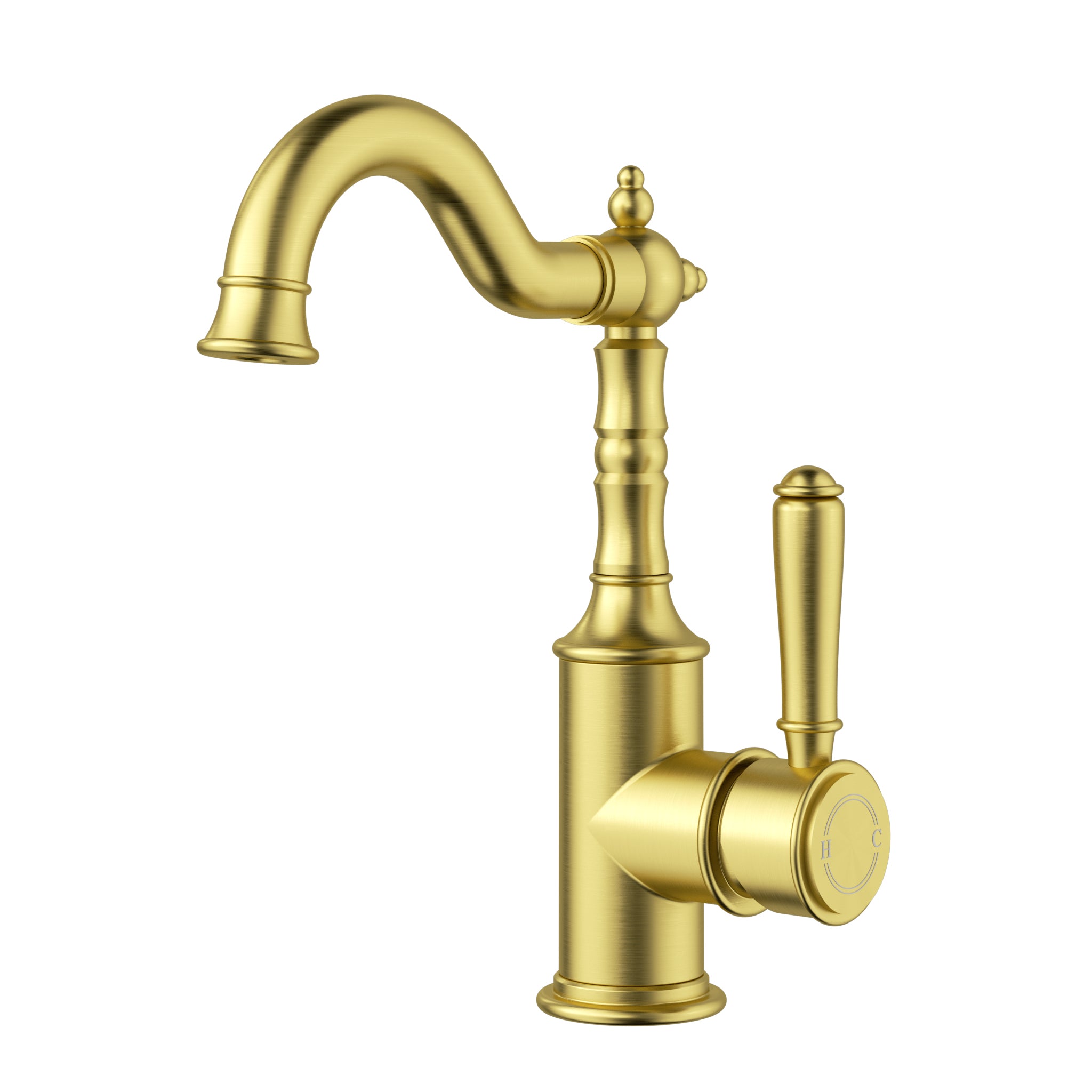 Ikon Federation Clasico Basin Mixer Brass Handle Brushed Gold - Clearance