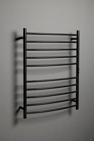 Hotwire Curved Round Heated Towel Rail 10 Bars Gun Metal 900hx700w Inc Timer