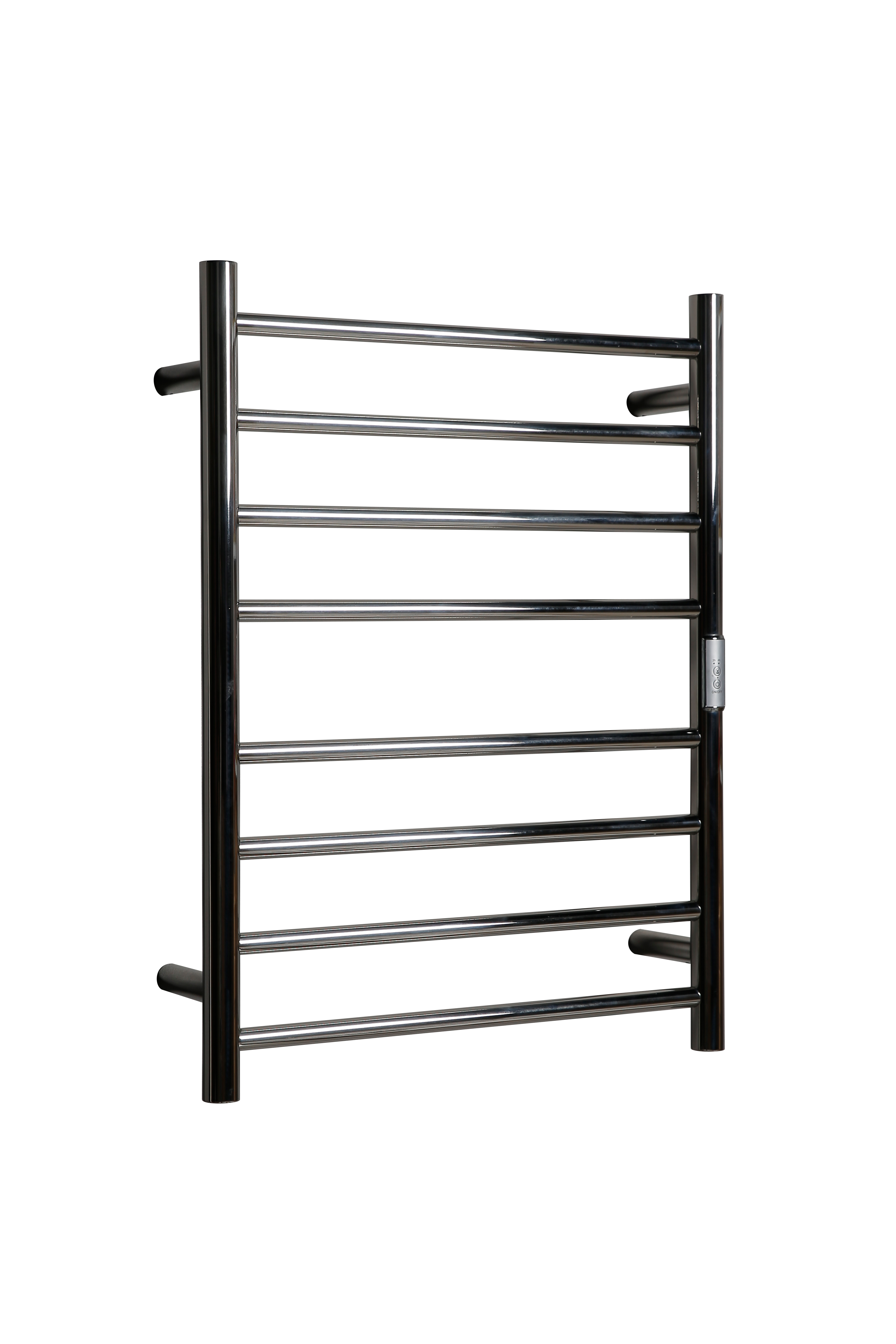 Hotwire Flat Round Heated Towel Rail 8 Bars Chrome 700hx530w Inc Timer