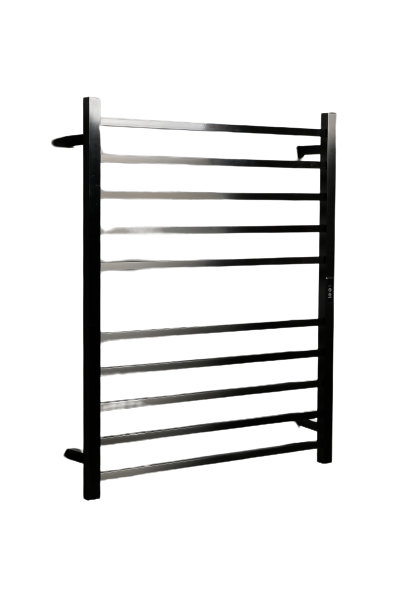 Hotwire Flat Square Heated Towel Rail 10 Bars Gun Metal 900hx700w Inc Timer