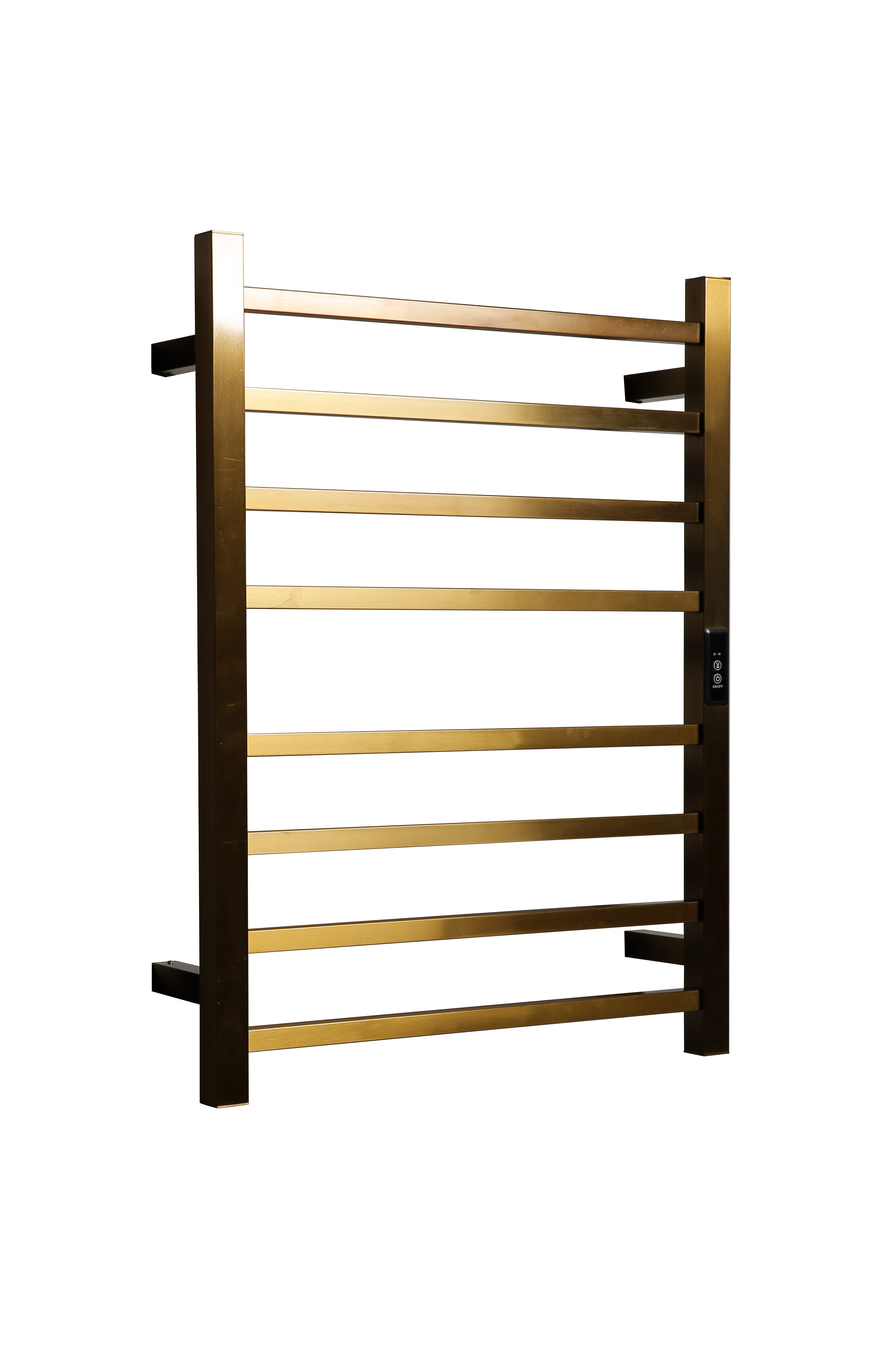 Hotwire Flat Square Heated Towel Rail 8 Bars Gold 700hx530w Inc Timer