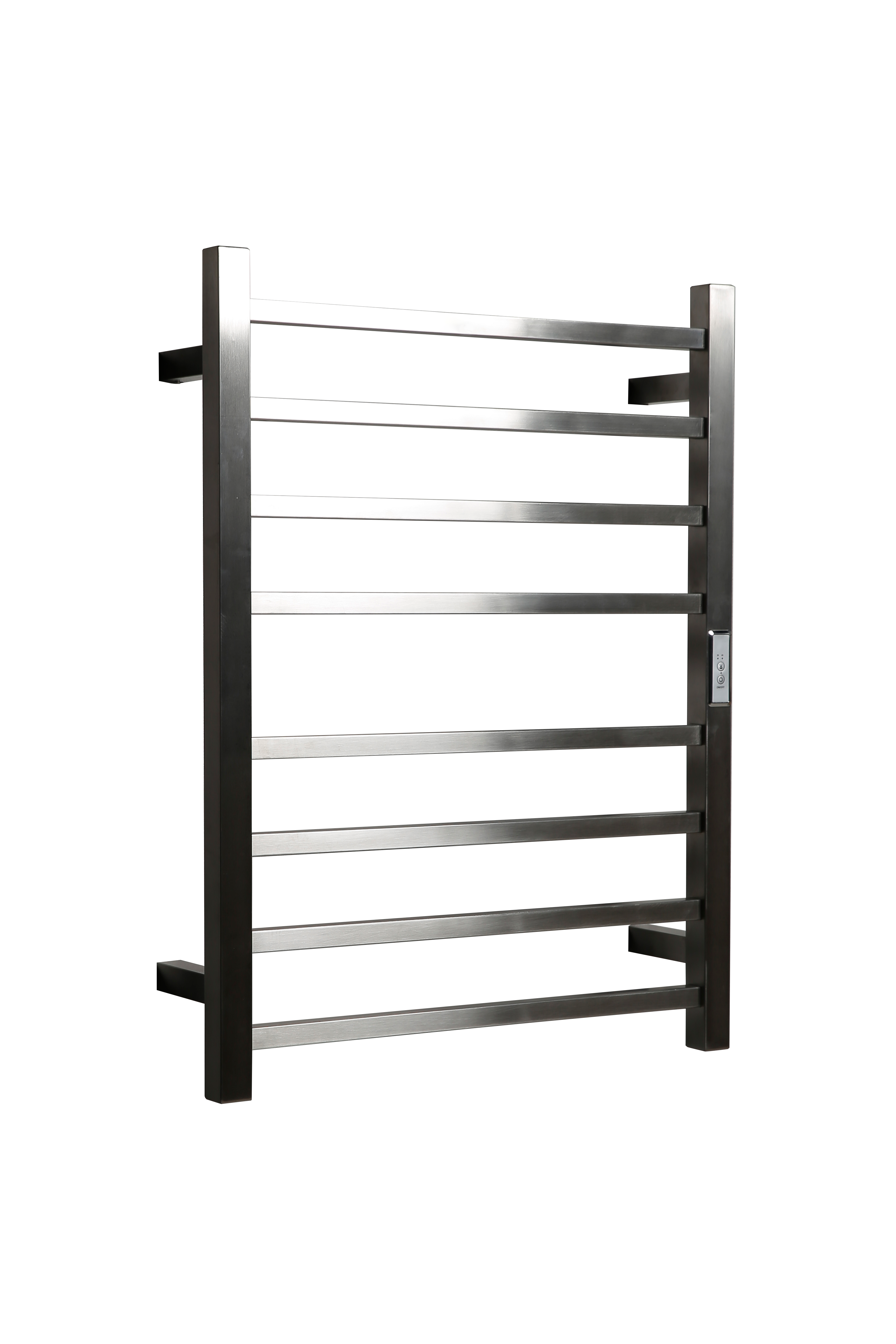 Hotwire Flat Square Heated Towel Rail 8 Bars Brushed Nickel 700hx530w Inc Timer
