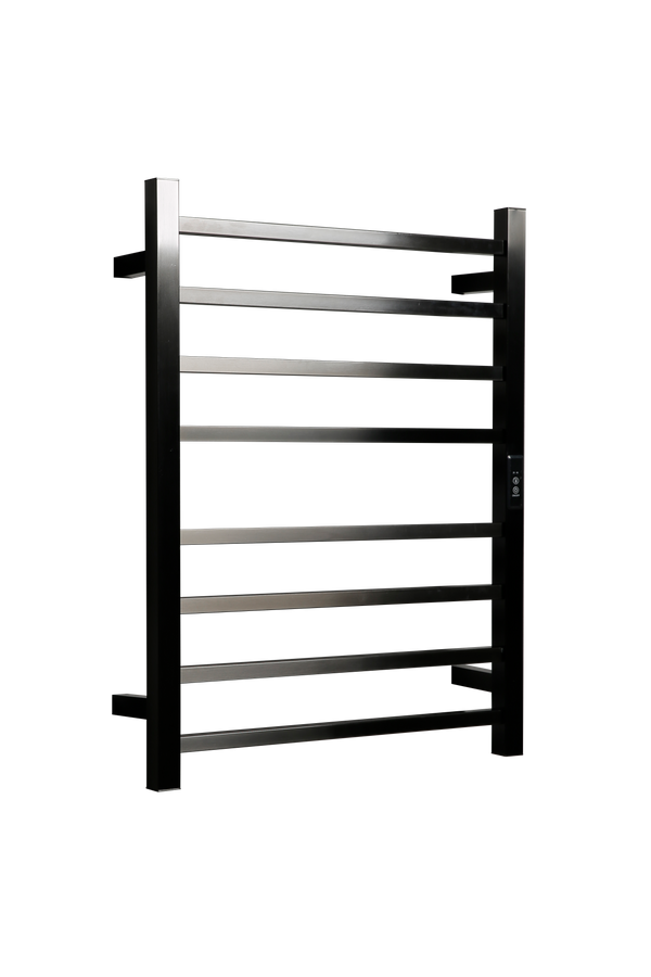 Hotwire Flat Square Heated Towel Rail 8 Bars Gun Metal 700hx530w Inc Timer