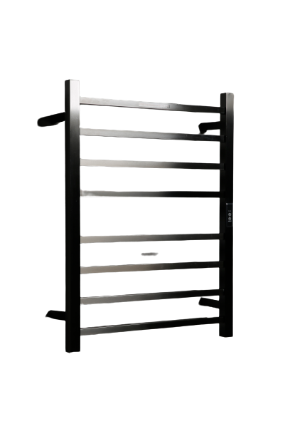 Hotwire Flat Square Heated Towel Rail 8 Bars Gun Metal 700hx530w Inc Timer