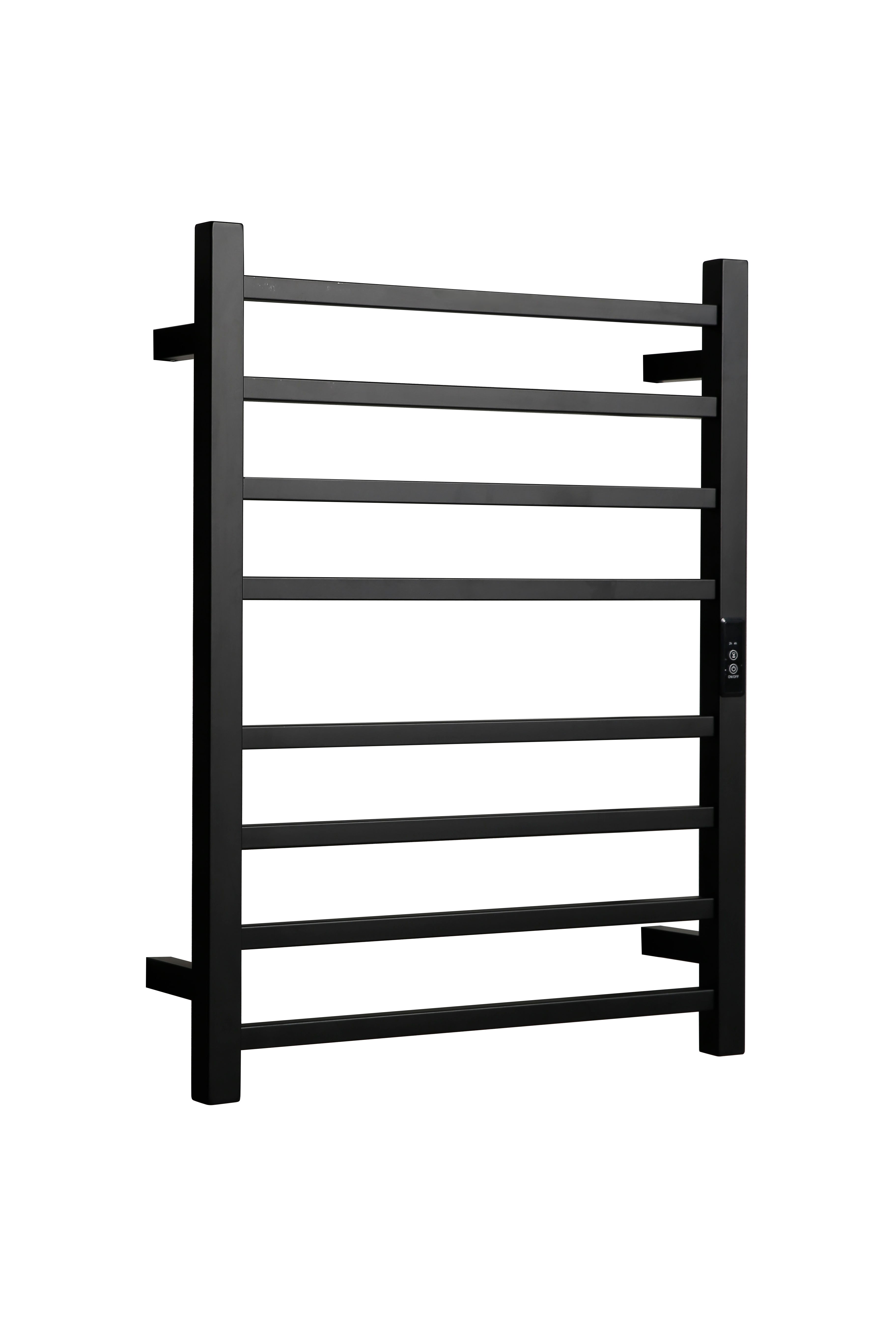 Hotwire Flat Square Heated Towel Rail 8 Bars Black 700hx530w Inc Timer
