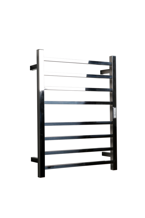 Hotwire Flat Square Heated Towel Rail 8 Bars Chrome 700hx530w Inc Timer