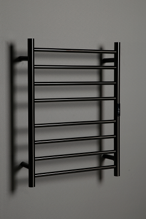 Hotwire Flat Round Heated Towel Rail 8 Bars Gun Metal 700hx530w Inc Timer