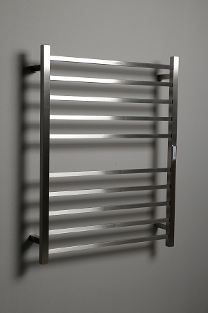 Hotwire Flat Square Heated Towel Rail 10 Bars Brushed Nickel 900hx700w Inc Timer