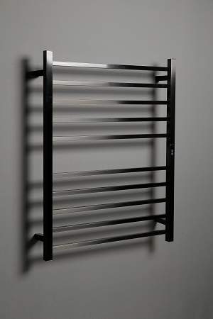 Hotwire Flat Square Heated Towel Rail 10 Bars Gun Metal 900hx700w Inc Timer
