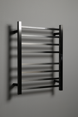 Hotwire Flat Square Heated Towel Rail 8 Bars Gun Metal 700hx530w Inc Timer