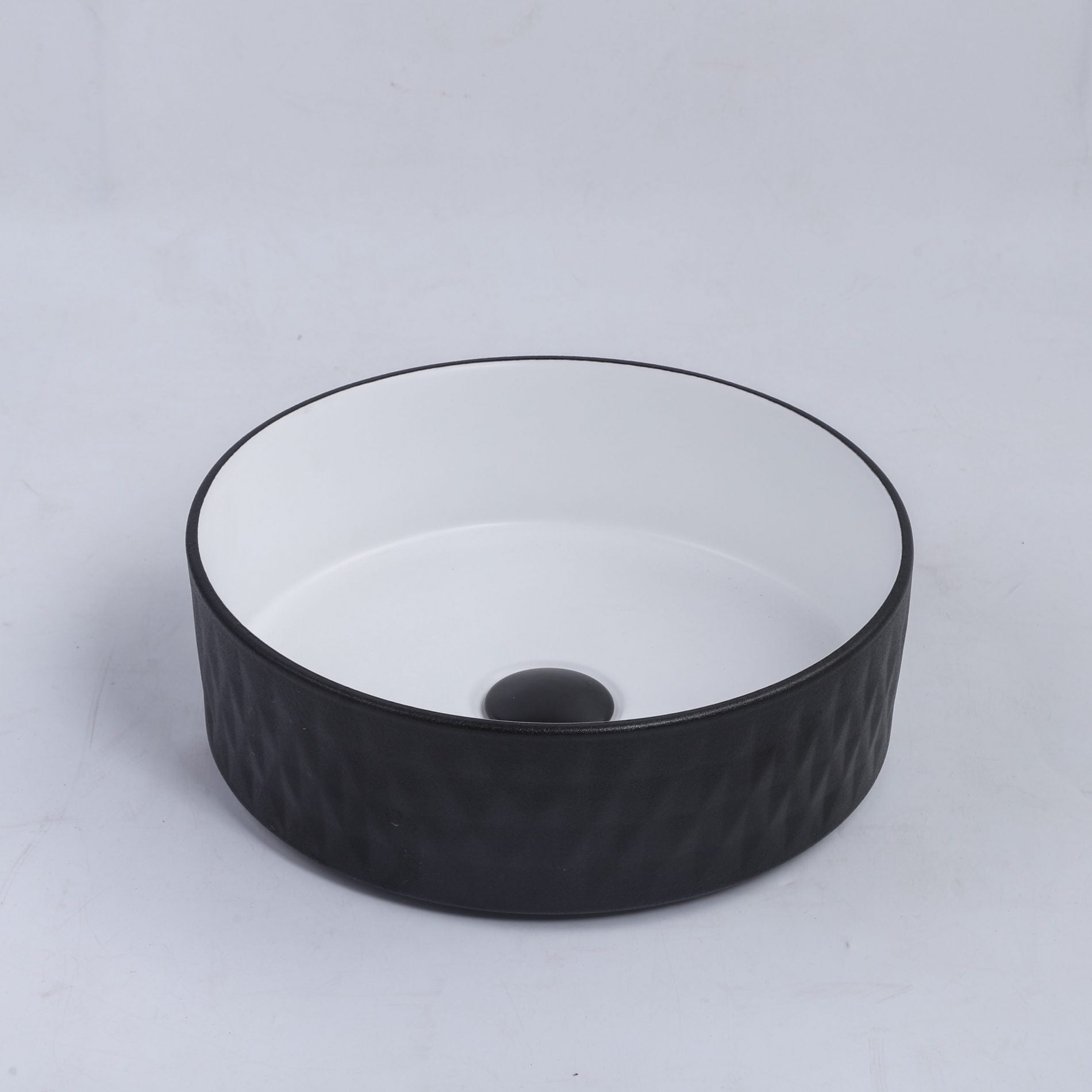 Ovia Art Diamond Matt Black and Matt White Textured Above Counter Basin 360mm x 120mm